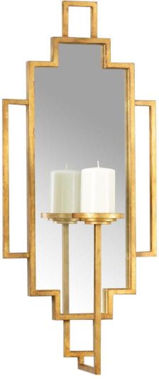 Candle Sconce Candleholder Candlestick Wall HAMPTON Antique Gold Clear Mirror