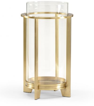 Candleholder Candlestick COOK Hurricane Shade Antiqued Brass Crystal