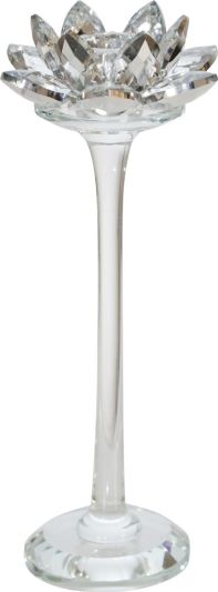 Candleholder Candlestick GLAM Modern Contemporary Lotus Flower Silver Clear