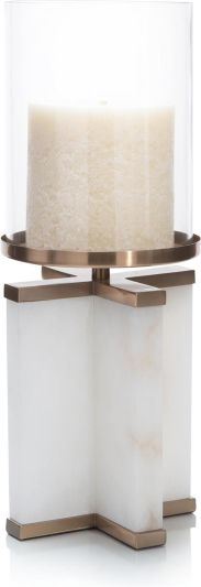 Candleholder Candlestick JOHN-RICHARD Cross Crossed Bronze Glass Shade