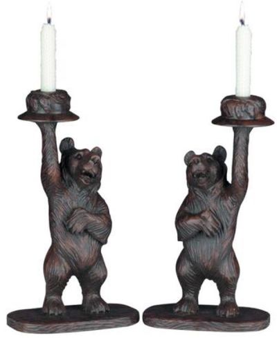 Candlesticks Candleholder Candlestick MOUNTAIN Rustic Honey Pot Bear Oxblood