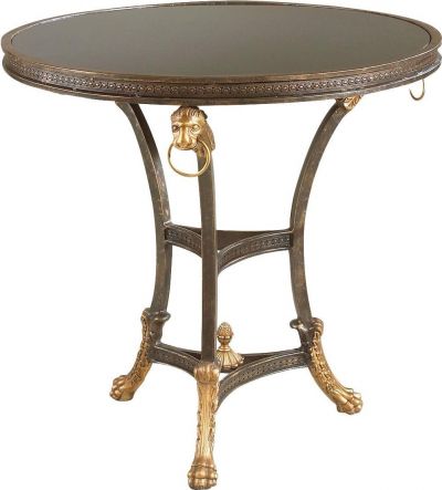 Center Table Cocktail Coffee Traditional Antique Lion Head Black Gold Accents