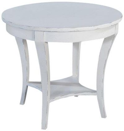 Center Table Holland Round Antiqued White Mango Solid Wood Curved Legs Tier