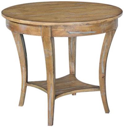 Center Table Holland Round Beachwood Finish Mango Solid Wood Curved Legs Tier
