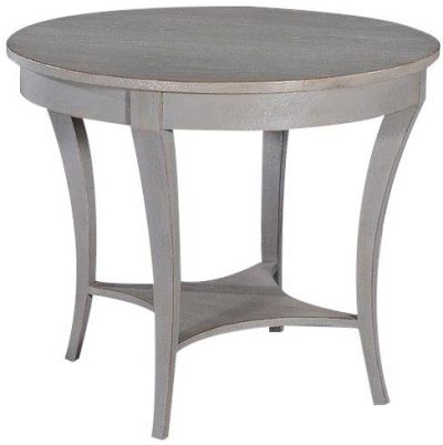 Center Table Holland Round Pewter Gray Solid Mango Wood Curved Legs Tier