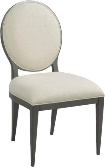 Chair Woodbridge Ovale French Charcoal Gray Wood Beige Repel Stainguard Linen
