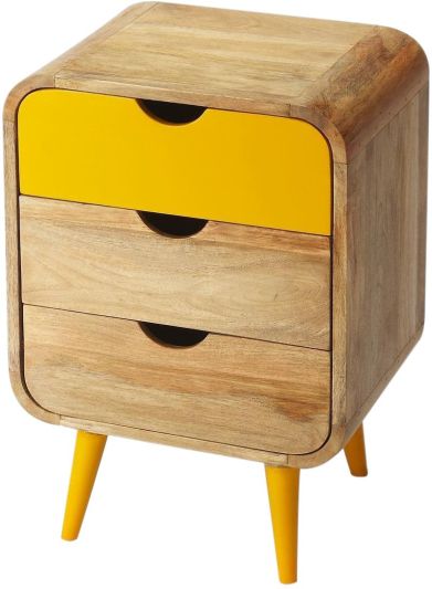 Chairside Chest Side Table Mid-Century Modern Distressed Butler Loft Black Tan