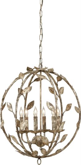 Chandelier 6-Light Heavily Distressed Old Silver Antique 40W