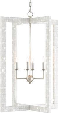 Chandelier CURREY ARIETTA Round Canopy 4-Light Mother of Pearl Contemporary