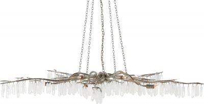 Chandelier CURREY FOREST 10-Light Natural Textured Silver White Wrought Iron