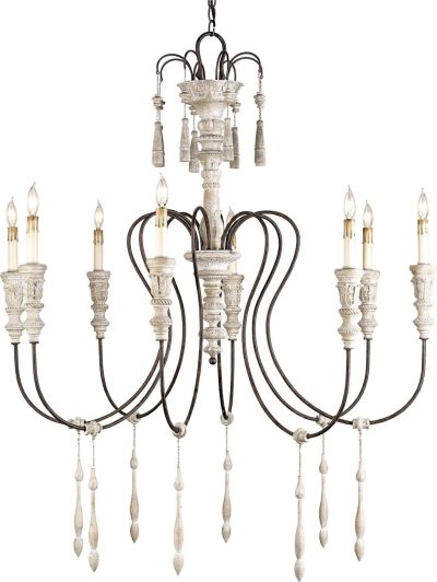 Chandelier CURREY HANNAH European Traditional 8-Light Medium Stockholm White