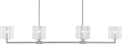 Chandelier CURREY VALERIO Rectangular Canopy 6-Light Silver Cord Leaf Siler