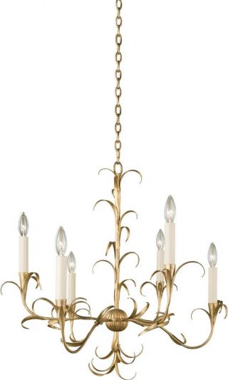 Chandelier KALCO AINSLEY Modern Classic 6-Light Oxidized Gold Leaf Off-White