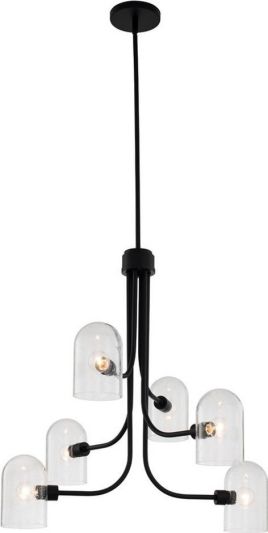 Chandelier KALCO CUPOLA Farmhouse Chic Dome Shade 6-Light Matte Black Bubble