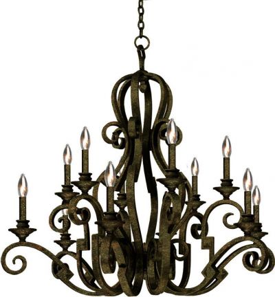 Chandelier KALCO IBIZA Traditional Antique 12-Light Copper Dry Rating Dimmable