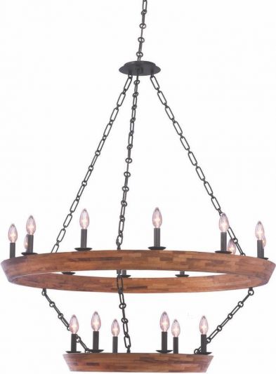 Chandelier KALCO LANDSDALE Farmhouse Country 2-Tier Tiered 18-Light Black Iron
