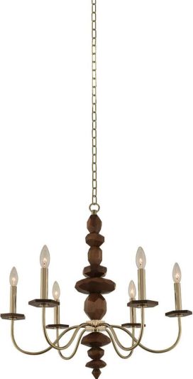 Chandelier KALCO LASSEN Naturally Inspired 6-Light Champagne Gold Metal Dry