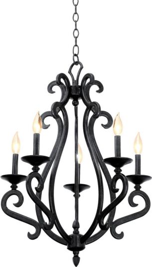 Chandelier KALCO SANTA BARBARA Gothic 5-Light Tortoise Shell Wrought Iron Dry