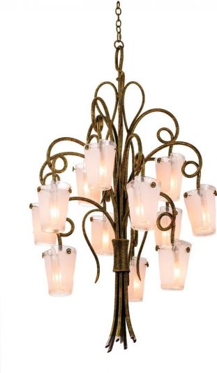 Chandelier KALCO TRIBECCA Transitional 12-Light Frosted White Glass Antique