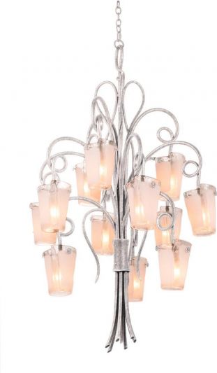 Chandelier KALCO TRIBECCA Transitional 12-Light Pearl Silver Frosted White