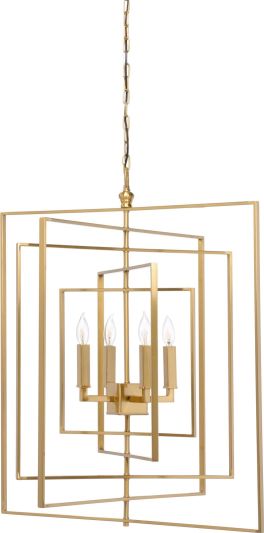 Chandelier LISA KAHN 4-Light Antique Brass Metal Candelabra E12 40W