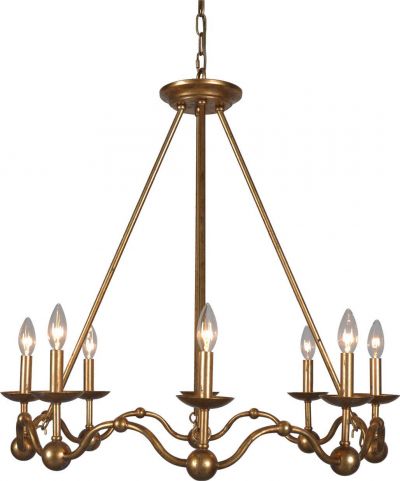 Chandelier Rosina Terracotta Lighting Antique Gold Iron Metal Wheel 8-Light