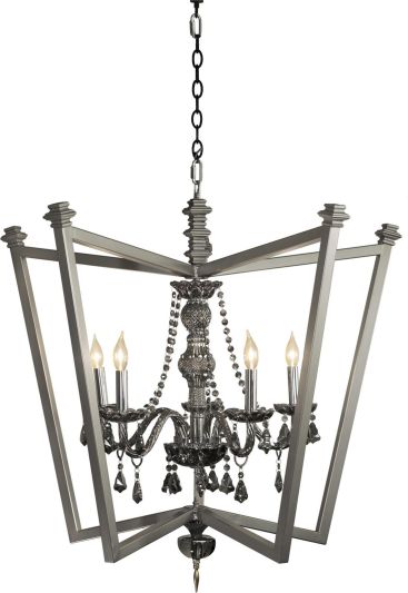 Chandelier Velez Luna Bella Modern Geometric Iron Steel Smoke Crystal Handmade