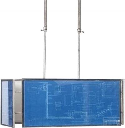 Chandelier Vintage Blueprints, Hand-Made Upcycled 2-Light Rectangular
