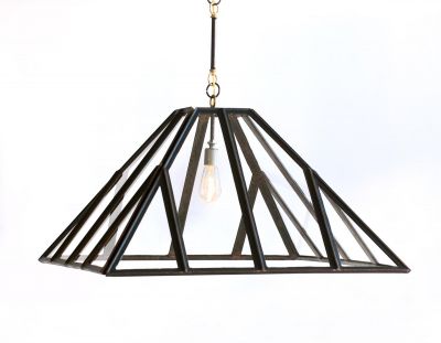 Chandelier Vintage Greenhouse, Hand-Made Upcycled Glass Metal Square 1-Light