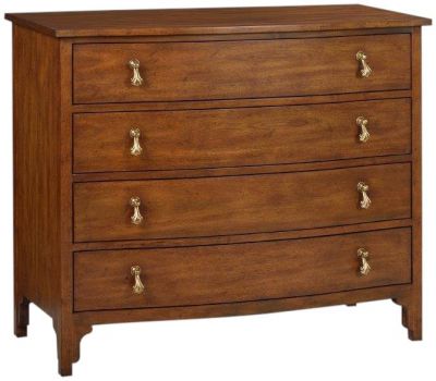 Chest Bow Front Rustic Distressed Hand-Rubbed Acacia Wood Self Closing 4-Drawers