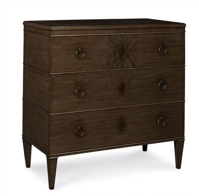 Chest Port Eliot Biedermeier Sunburst Hand-Carved Smoke Paint Silver 3-Drawer