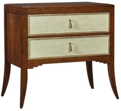 Chest Port Eliot Mahogany Wood Lefleur White Gold Paint Splay Legs 2-Drawer