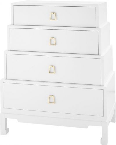 Chest of Drawers BUNGALOW 5 JASMINE Asian Chow Feet Stacked Tall Stained Drawer