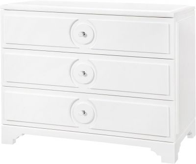Chest of Drawers BUNGALOW 5 SAVOY Contemporary Ball Pull Medium White Lacquered
