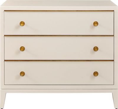 Chest of Drawers PORT ELIOT French Gold Gild Accents White Lacquer Solid Brass