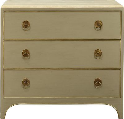 Chest of Drawers PORT ELIOT Mid-Century Gold Trim Cadiz Paint Stone Top 3