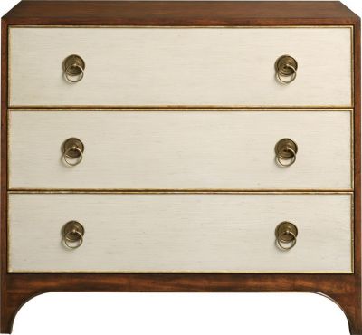 Chest of Drawers PORT ELIOT Mid-Century Gold Trim Lefleur White Face