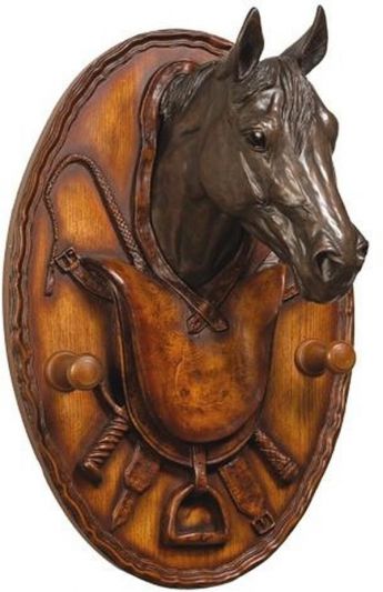 Coat Hook Plaque Horse Equestrian Noble Hand Painted Cast Resin OK Casting