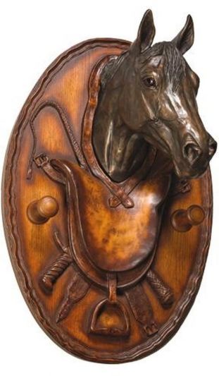 Coat Hook Plaque Horse Noble Equestrian Cast Resin Hand Painted OK Casting