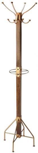 Coat Rack Stand Contemporary 2-Tier Tiered Antique Gold Distressed Mango Iron