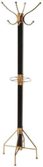 Coat Rack Stand Rustic 2-Tier Tiered Rubbed Black Distressed Gold Iron Man
