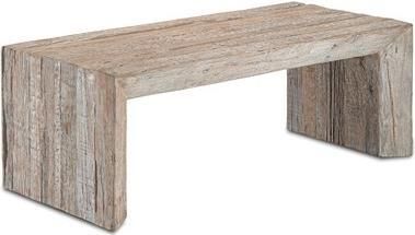 Cocktail Table CURREY KANOR Textured Patina Aged White Wash White/Cream