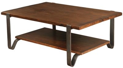 Cocktail Table SARREID Fruitwood Brown Reclaimed Wood Cast Iron