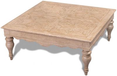 Cocktail Table Scarborough House Weathered Parchment Parquetry Square Top White