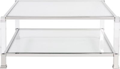 Coffee Table Cocktail HOWARD ELLIOTT CLARE Polished Stainless Steel Acrylic