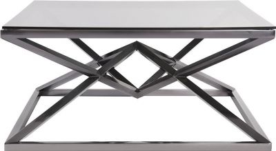 Coffee Table Cocktail HOWARD ELLIOTT PINNACLE Smoke Black Polished Nickel