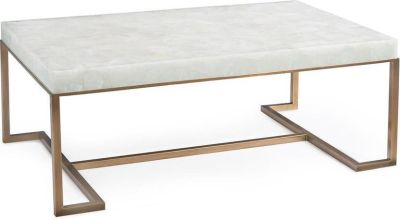 Coffee Table Cocktail JOHN-RICHARD Rectangular Antique Brass Natural Calcite
