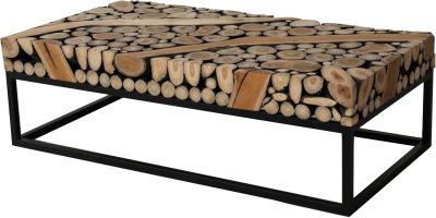 Coffee Table Cocktail PADMAS PLANTATION SAFARI Rustic Rectangular Powder-Coated
