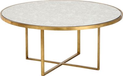 Coffee Table Cocktail SAPP Antique Gold Leaf Iron Mirror