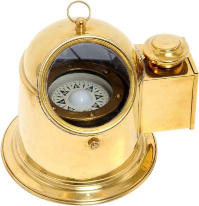 Compass BINNACLE YEW Nautical Golden Glow Gold Solid Brass Glass Window